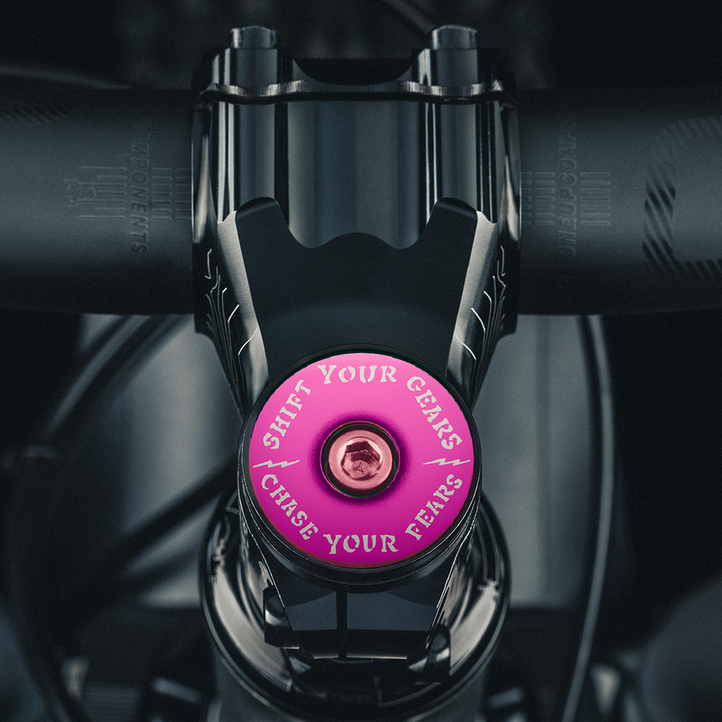 Load image into Gallery viewer, Chase Your Fears Go Fast Don't Die x Dispatch - Custom Bicycle Headset Cap

