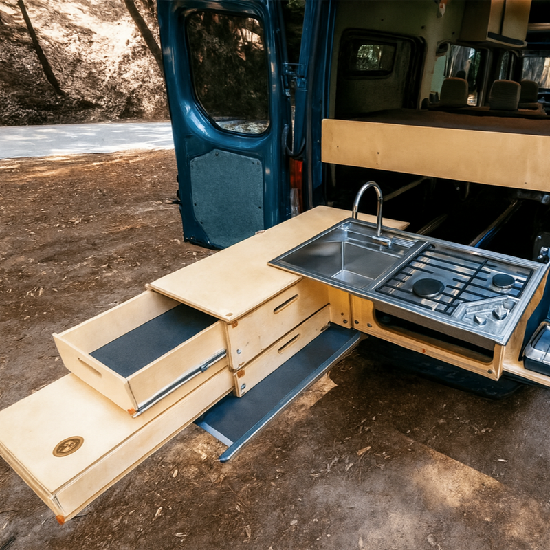 Load image into Gallery viewer, Hitch Kitchen Insert with Sink, Dual Burners &amp; Water Pump
