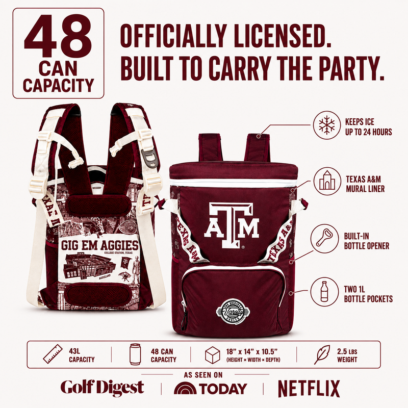 Load image into Gallery viewer, Texas A&amp;M University Backpack Cooler
