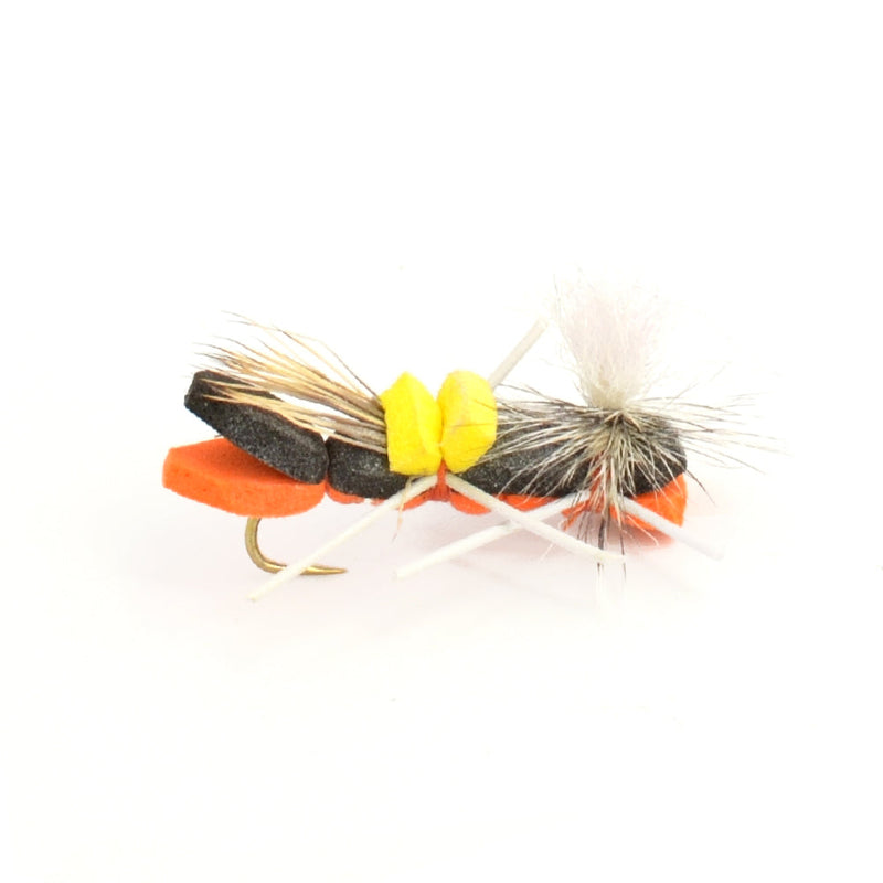 Load image into Gallery viewer, 3 Pack Parachute Chernobyl Ant Black Orange Foam Body Grasshopper Fly - Hook Size 10
