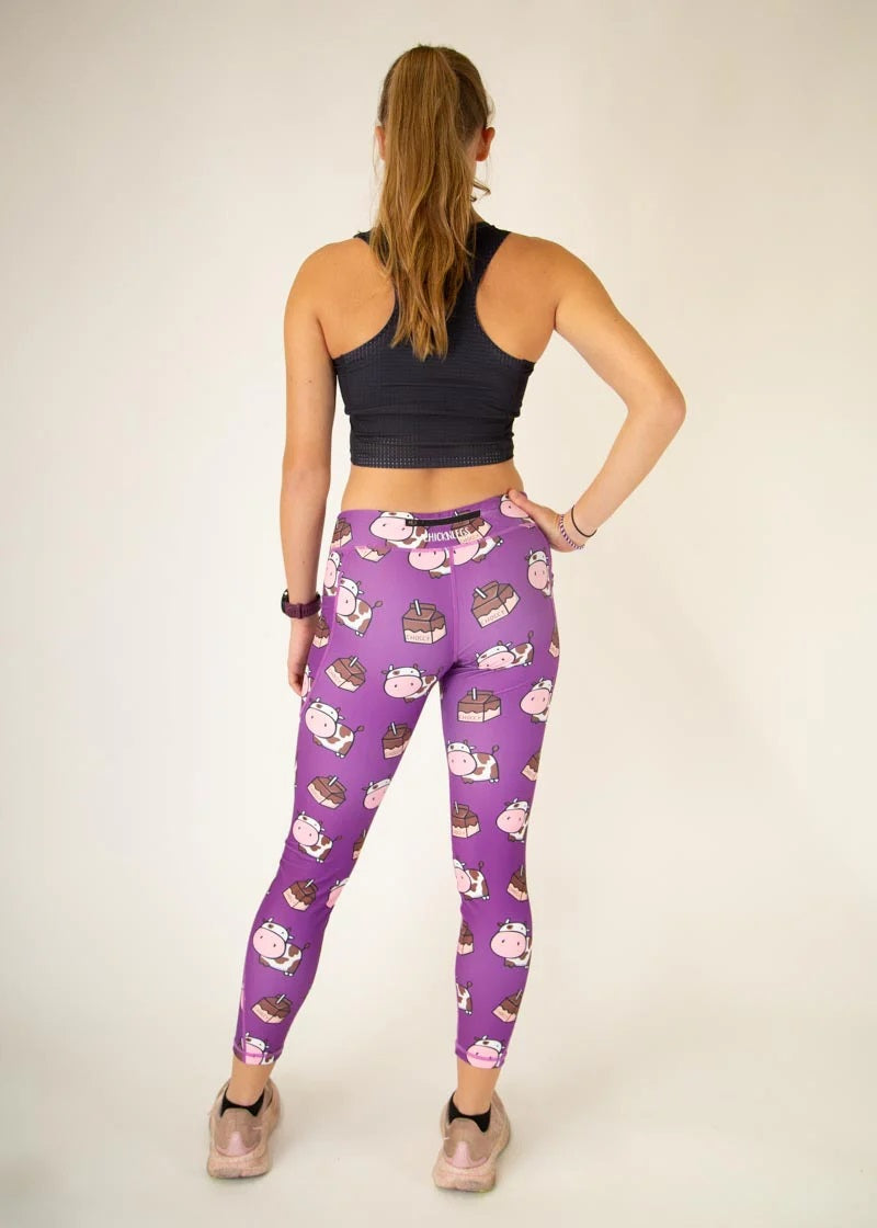 Load image into Gallery viewer, Women&#39;s Choccy Cows Leggings (Purple) XS S M L XL
