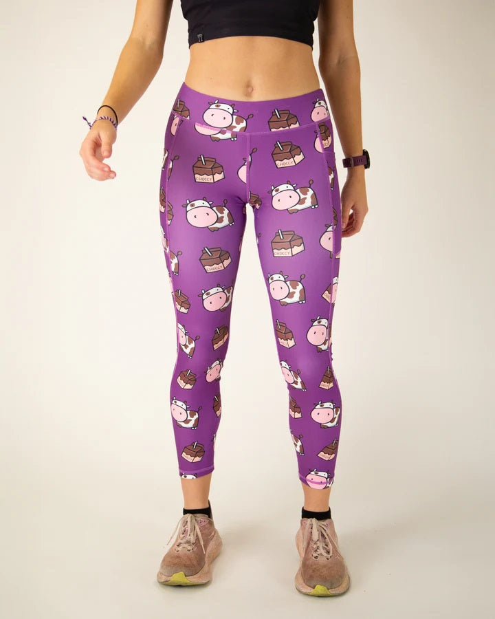Load image into Gallery viewer, Women&#39;s Choccy Cows Leggings (Purple) XS S M L XL
