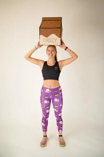 Women's Choccy Cows Leggings (Purple) XS S M L XL