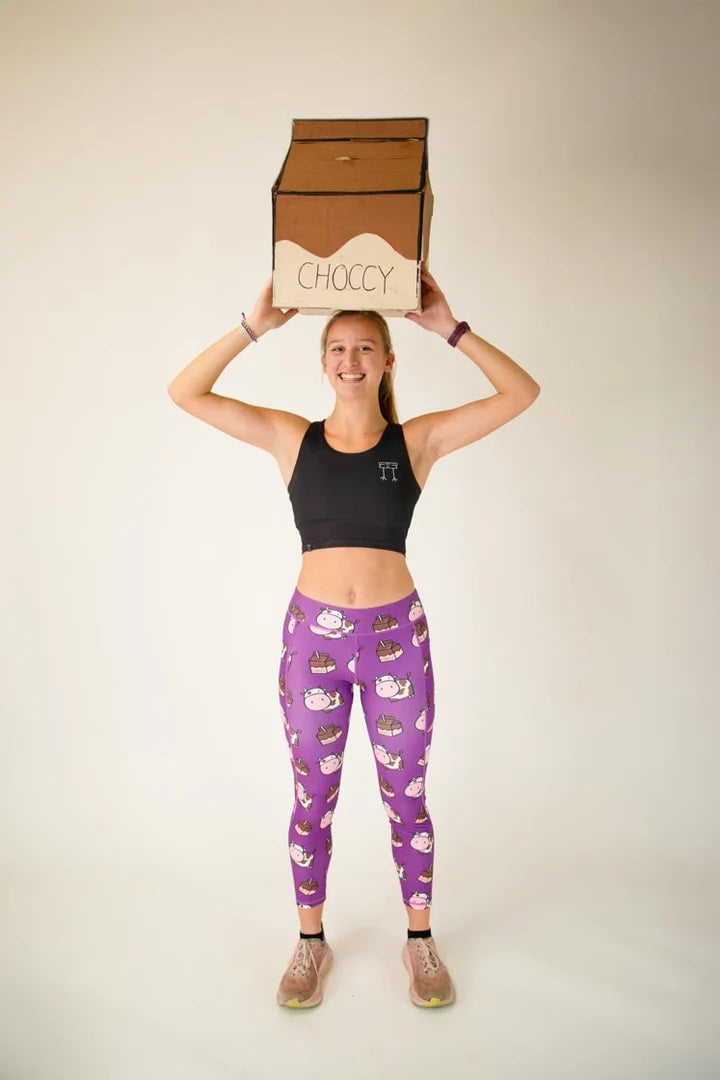 Load image into Gallery viewer, Women&#39;s Choccy Cows Leggings (Purple) XS S M L XL
