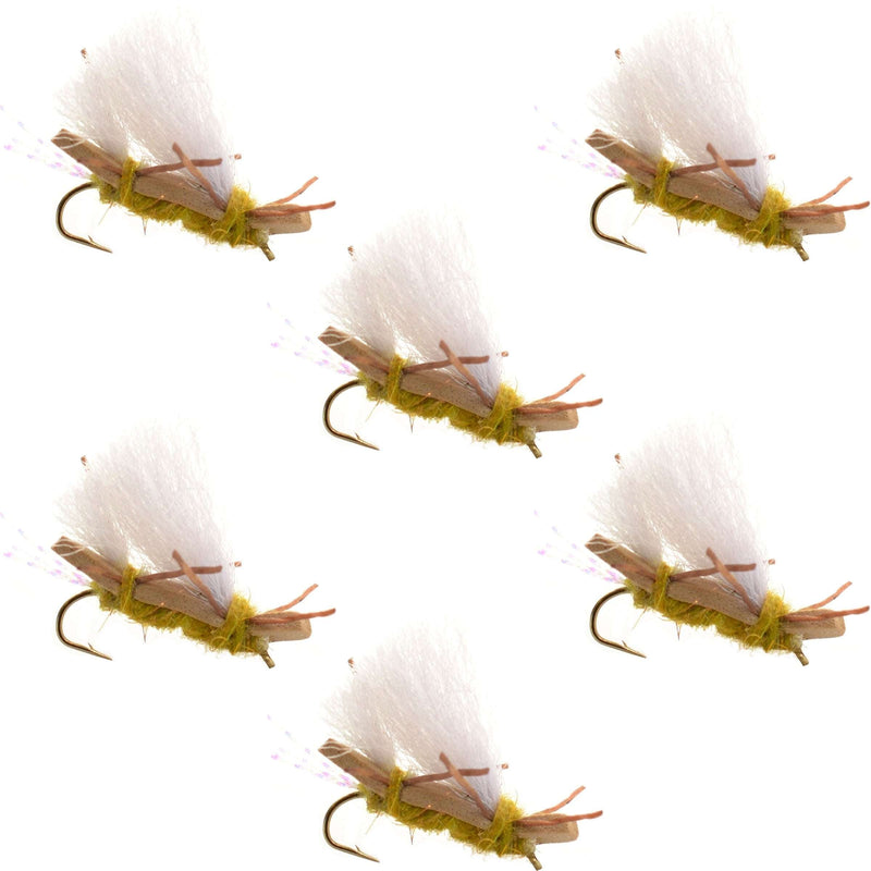 Load image into Gallery viewer, Chubby Chernobyl Ant Golden Foam Body Grasshopper Fly - 6 Flies Hook Size 10
