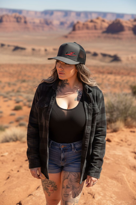 Classics 2-Tone Trucker Hat Charcoal/Black, Black/Red Elektric Logo