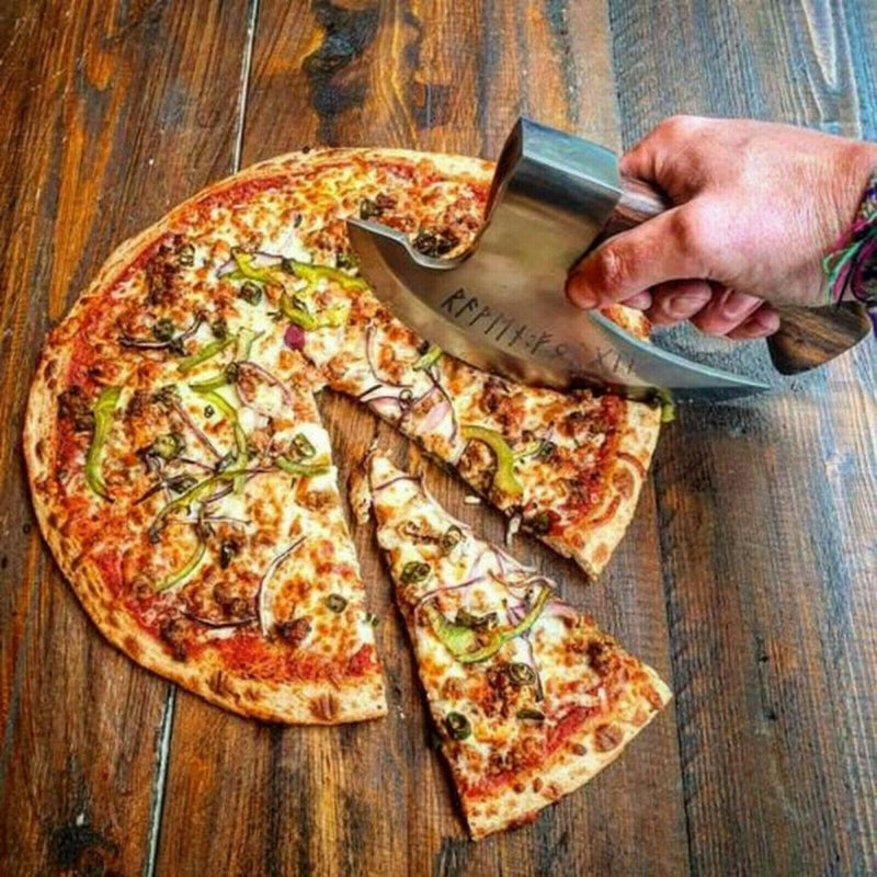 Load image into Gallery viewer, : Axe Pizza Cutter - Custom Hand Engraved with J2 Steel Blade
