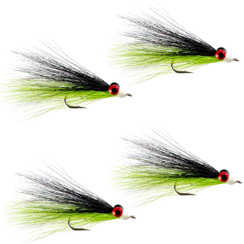 Load image into Gallery viewer, Clousers Deep Minnow Black/Chartreuse Streamer- 4 Saltwater - Size 1/0
