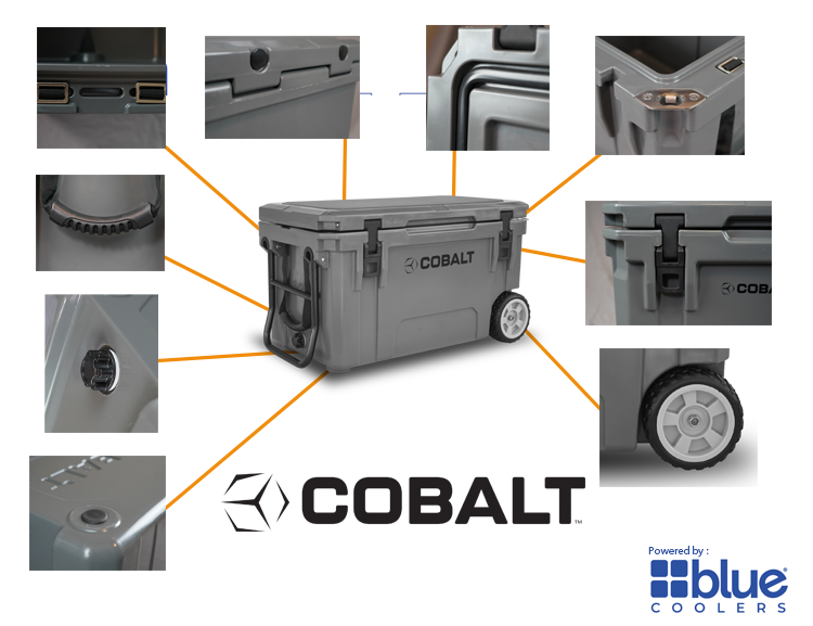 Load image into Gallery viewer, Cobalt 55 Quart with Wheels Roto-Molded Super Cooler
