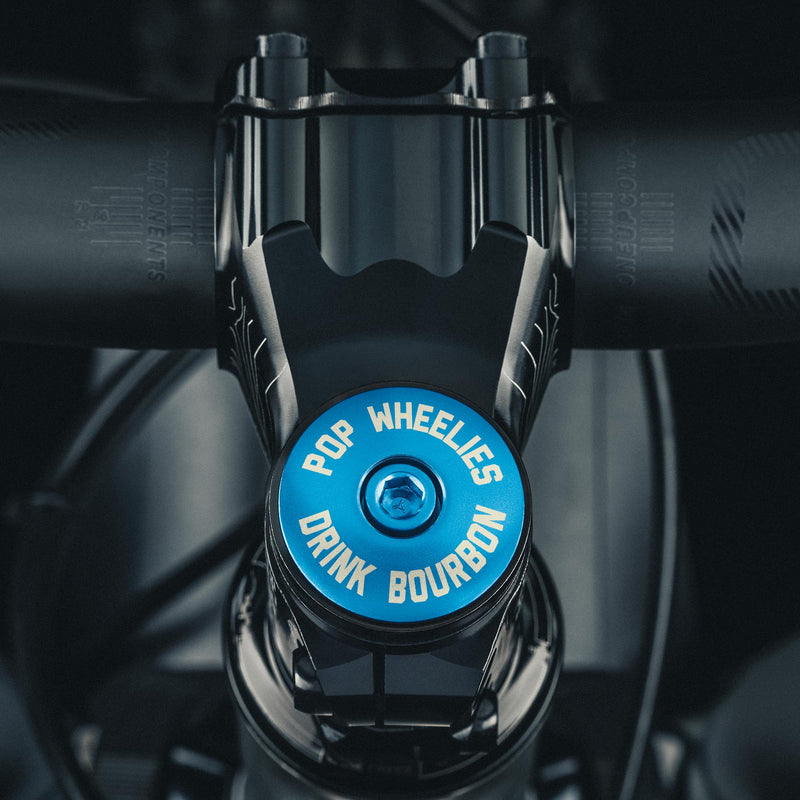 Load image into Gallery viewer, Pop Wheelies Drink Bourbon Bicycle Headset Cap
