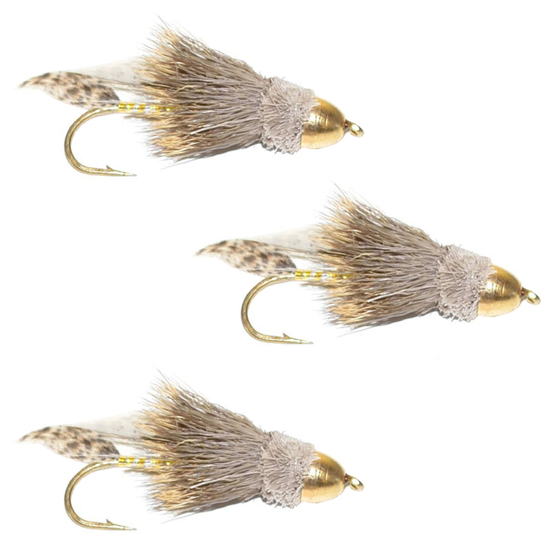 Load image into Gallery viewer, 3 Pack Cone Head Muddler Minnow Trout and Bass Streamer Fly - Hook Size 6
