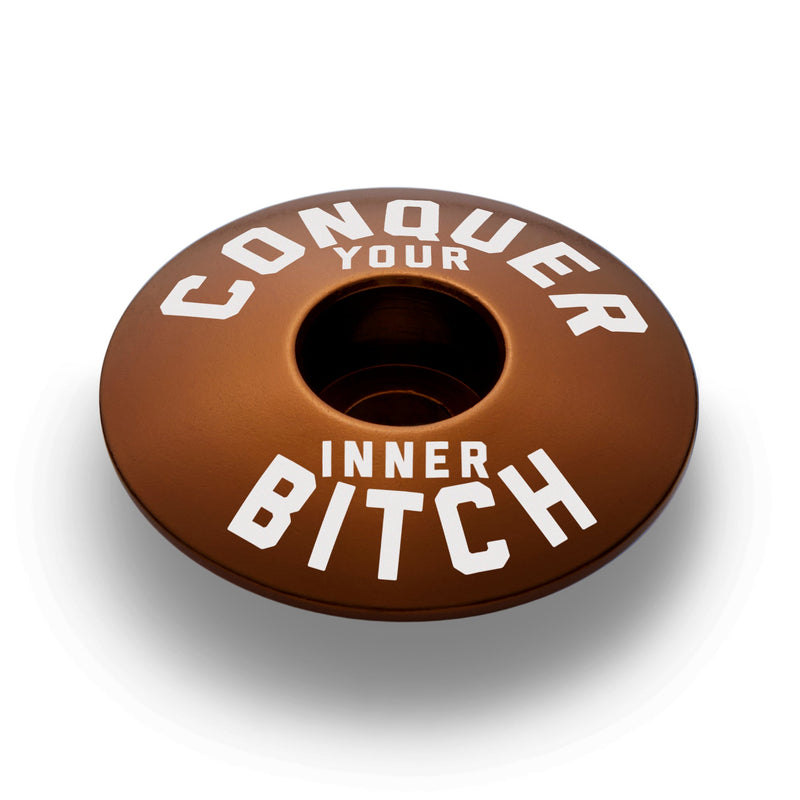 Load image into Gallery viewer, Conquer Your Inner Bitch Custom Bicycle Headset Cap
