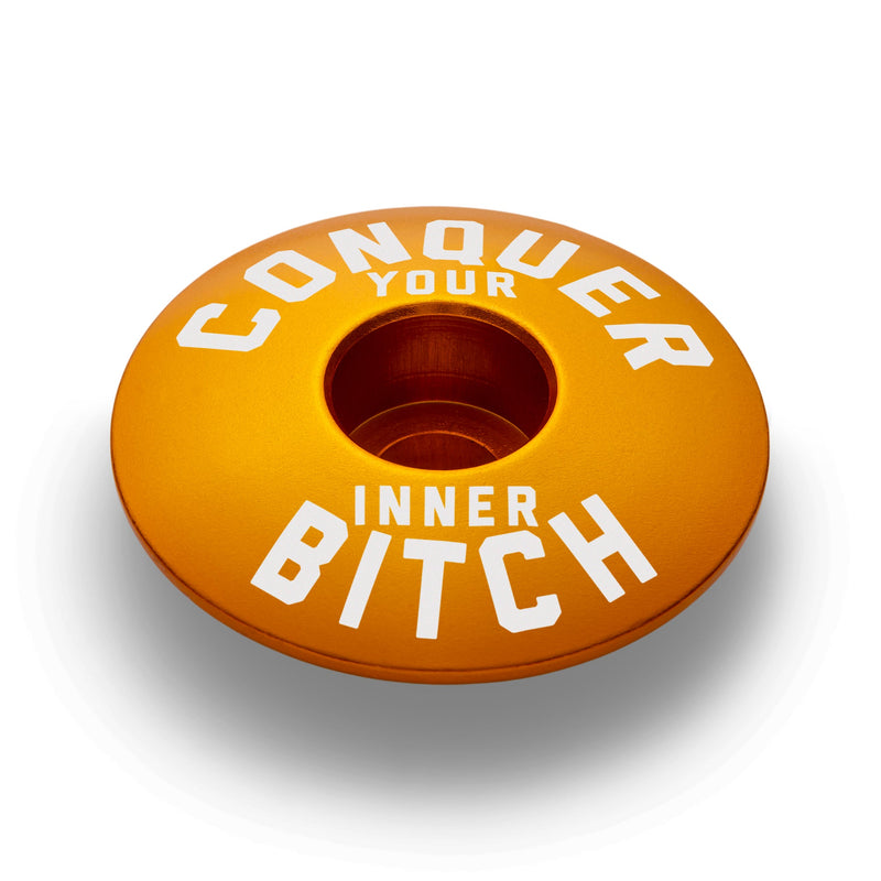 Load image into Gallery viewer, Conquer Your Inner Bitch Custom Bicycle Headset Cap
