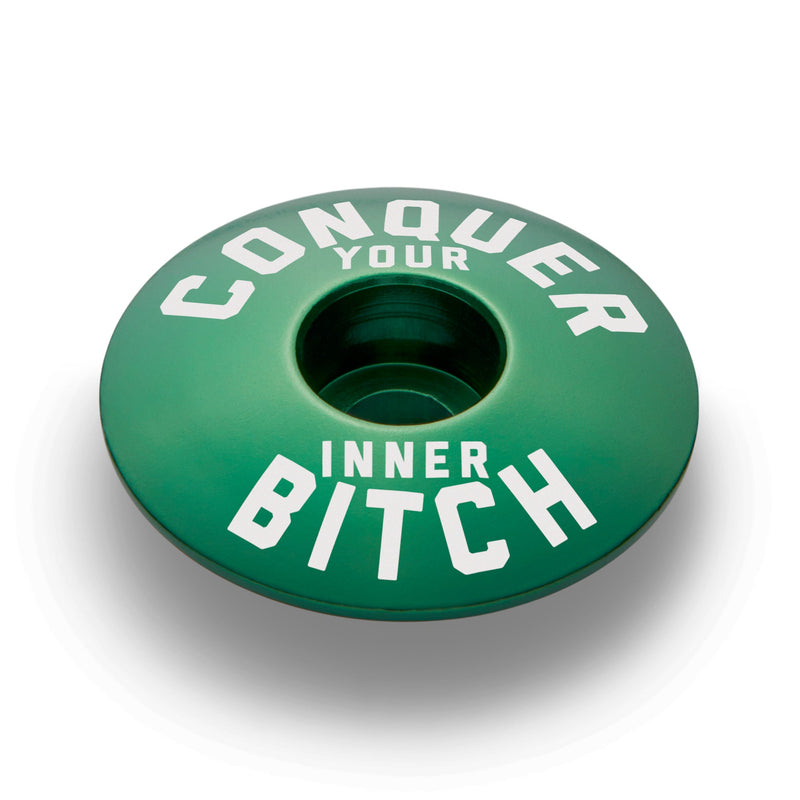 Load image into Gallery viewer, Conquer Your Inner Bitch Custom Bicycle Headset Cap
