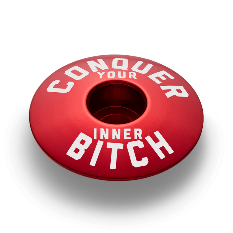 Load image into Gallery viewer, Conquer Your Inner Bitch Custom Bicycle Headset Cap
