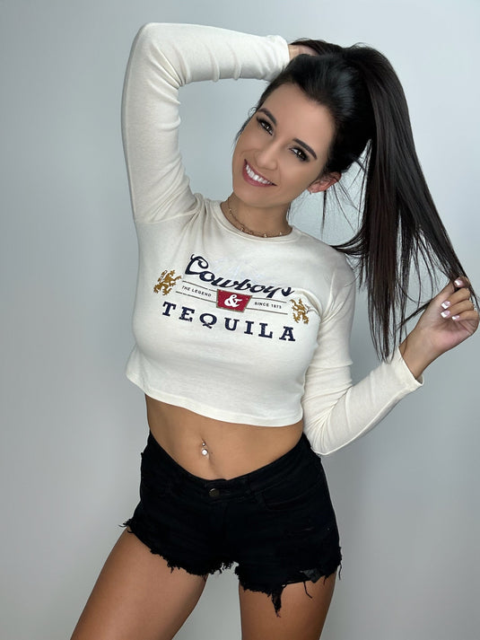 Cowboys & Tequila LS Crop