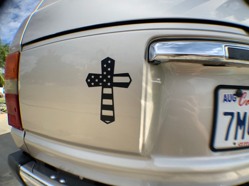 Load image into Gallery viewer, God and Country American Flag Cross Magnet
