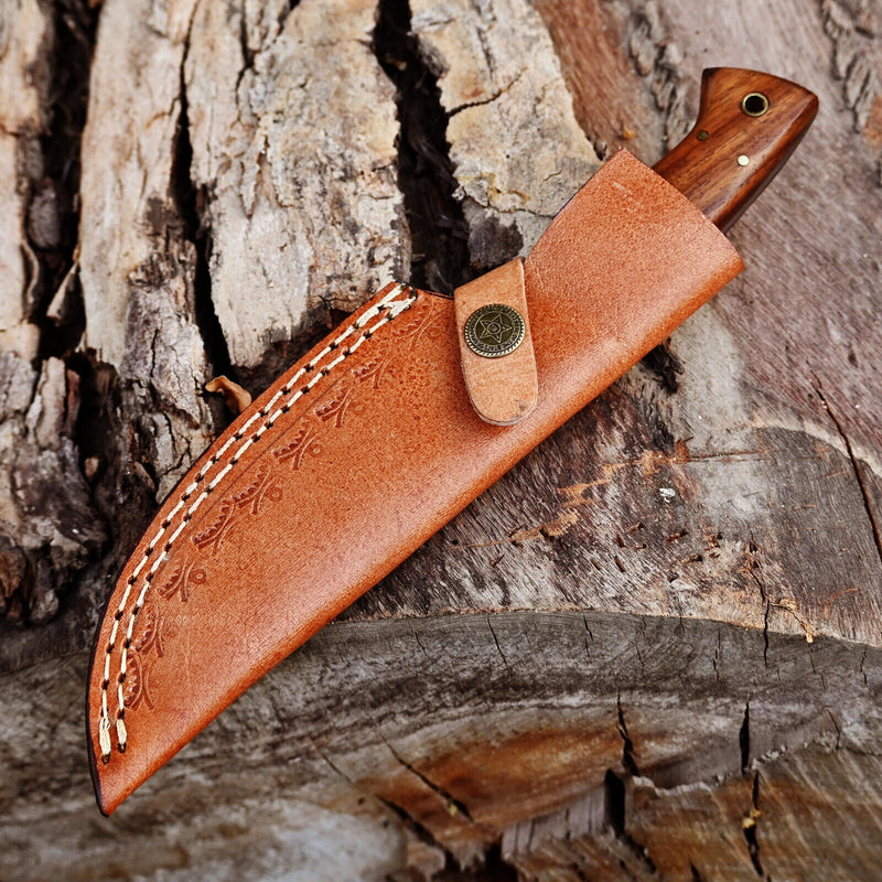 Load image into Gallery viewer, Custom Handmade 5-Inch Damascus Skinning Knife with Rosewood Handle
