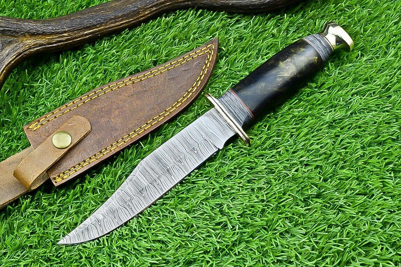 Load image into Gallery viewer, Western Boulder Colorado Knife – 11&quot; Handmade Damascus Steel Blade with Epoxy Resin Handle &amp; Brass Guard
