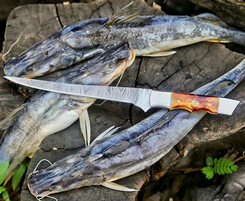 Custom Handmade Damascus Filleting Knife – 13