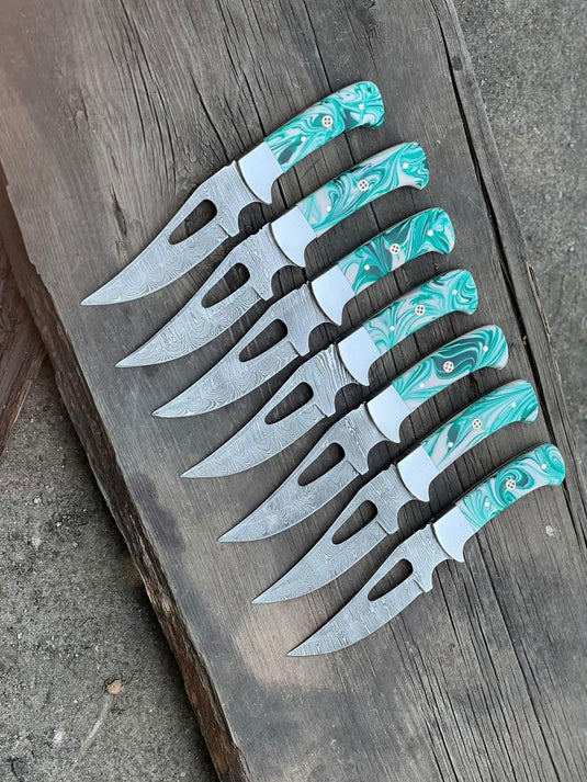 Custom Handmade Damascus Hunting Knife with Resin Handle