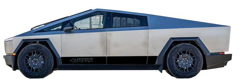 Load image into Gallery viewer, Cyberbeast Wording Rocker Stripe Decals For The 2023-2026 Tesla Cybertruck (x2)
