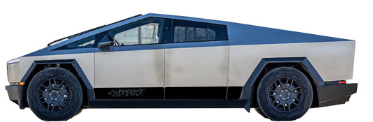 Cyberbeast Wording Rocker Stripe Decals For The 2023-2026 Tesla Cybertruck (x2)