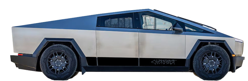 Load image into Gallery viewer, Cyberbeast Wording Rocker Stripe Decals For The 2023-2026 Tesla Cybertruck (x2)
