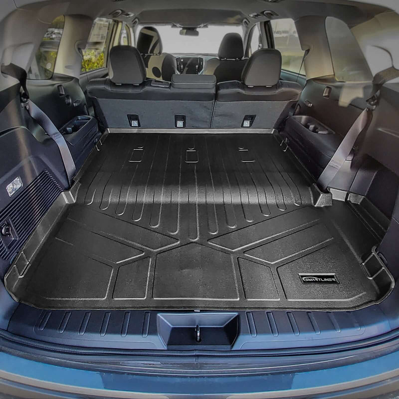 Load image into Gallery viewer, Smart Trim™ Custom Fit Floor Liners For 2019-2025 Subaru Ascent with 2nd Row Bench Seat and With Subwoofer in the Cargo Area
