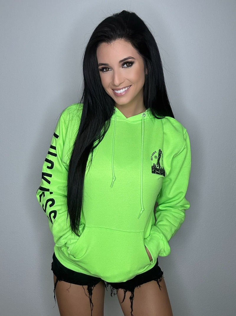 Load image into Gallery viewer, Out Here Being Wild Hoodie Neon Green

