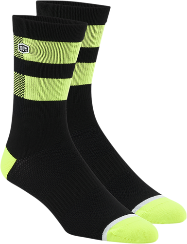 100% Flow Socks - Black/Fluorescent Yellow - Small/Medium 24005-490-17