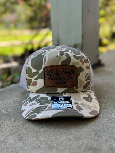 Dirty South Hunting Co. Laser Engraved Leather Patch Hats – Harvest Duck Camo