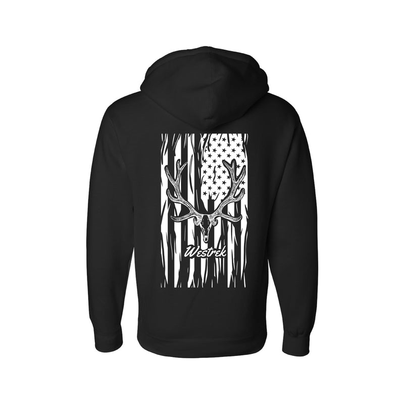 Load image into Gallery viewer, Black Skull Elk Distressed Stars N Stripes
