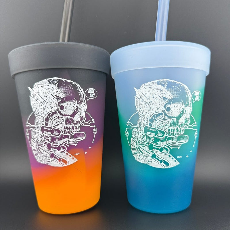 Load image into Gallery viewer, Silicone Straw Tumbler Pint Glass (16 Oz) - [STRATUS] Fear by Les White
