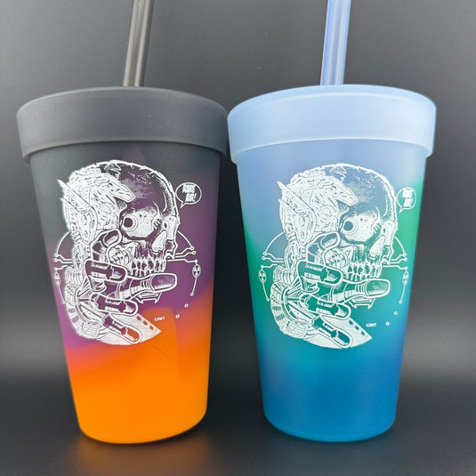 Silicone Straw Tumbler Pint Glass (16 Oz) - [STRATUS] Fear by Les White