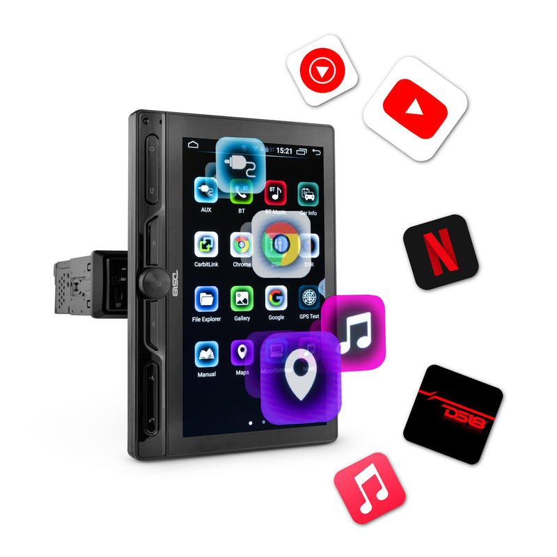 Load image into Gallery viewer, 10.5&quot; Floating Rotating Swivel Modular Touchscreen Mechless Single-DIN Headunit with Bluetooth, Mirror Link, USB, Gps and Android 10 (4x64GB)
