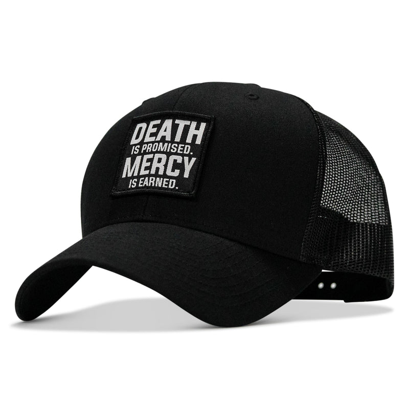 Load image into Gallery viewer, Death Is Promised. Mercy Is Earned Patch Snapback Hat
