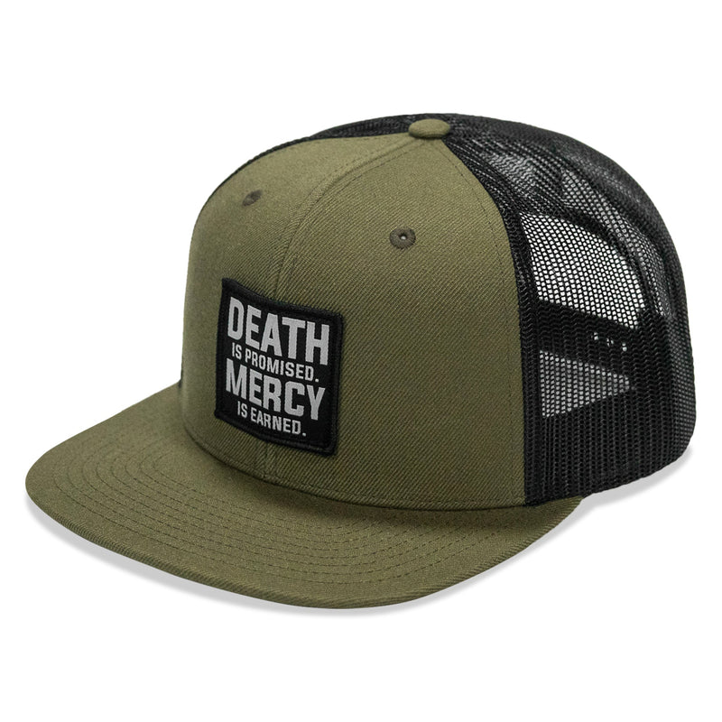 Load image into Gallery viewer, Death Is Promised. Mercy Is Earned Patch Flatbill Hat
