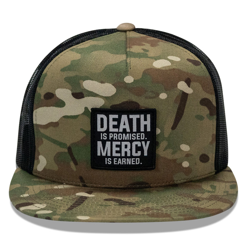 Load image into Gallery viewer, Death Is Promised. Mercy Is Earned Patch Flatbill Hat
