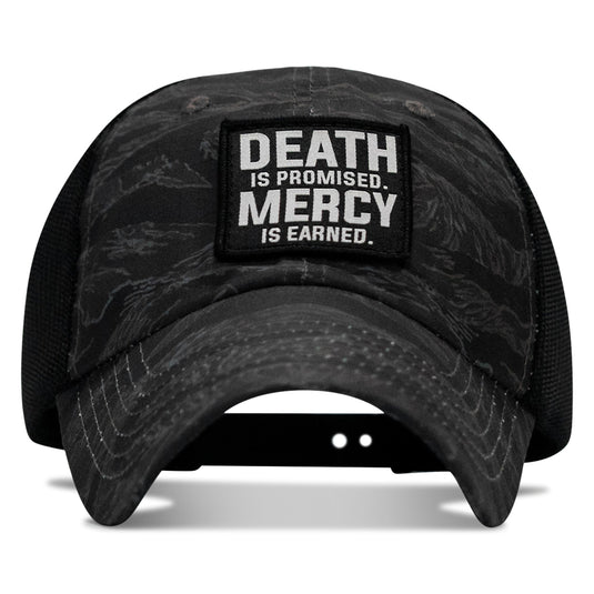 Death Is Promised. Mercy Is Earned Patch. Tactical Ripstop Mesh Snapback Hat