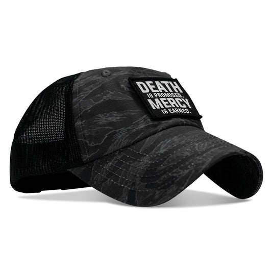 Death Is Promised. Mercy Is Earned Patch. Tactical Ripstop Mesh Snapback Hat