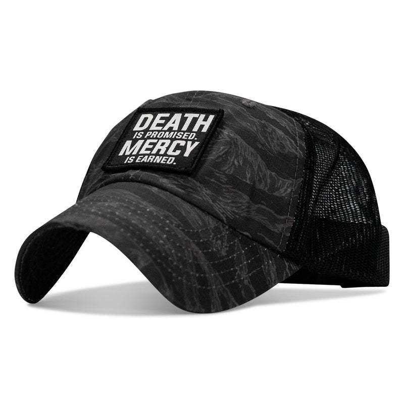 Load image into Gallery viewer, Death Is Promised. Mercy Is Earned Patch. Tactical Ripstop Mesh Snapback Hat
