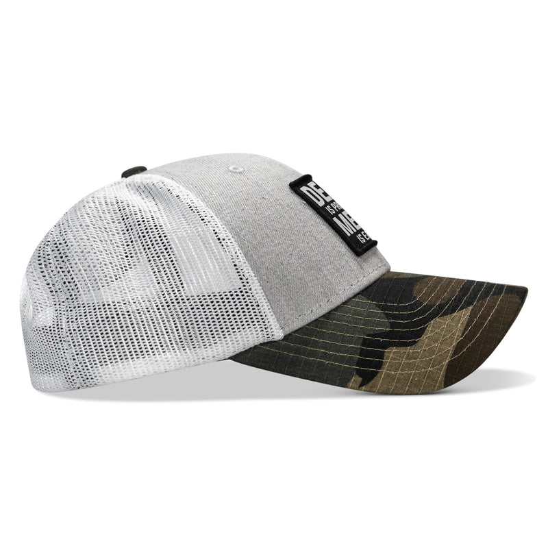 Load image into Gallery viewer, Death Is Promised. Mercy Is Earned Patch Snapback Hat
