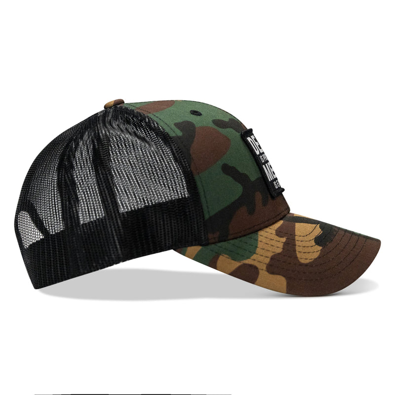 Load image into Gallery viewer, Death Is Promised. Mercy Is Earned Patch Snapback Hat
