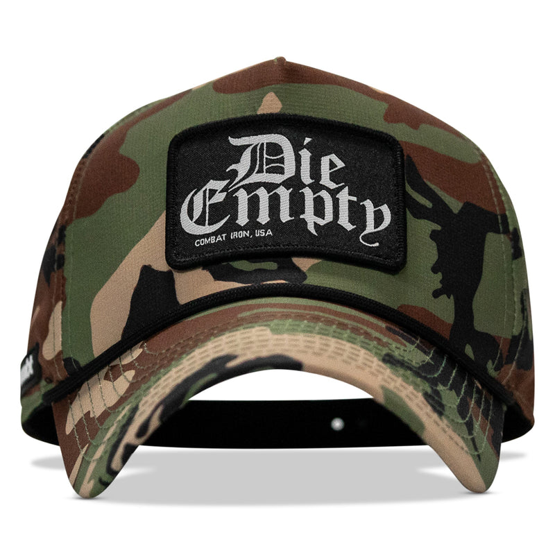 Load image into Gallery viewer, Die Empty. Black Patch Weekender Snapback

