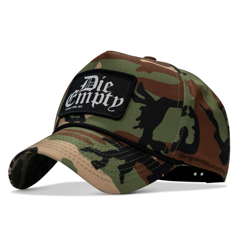 Load image into Gallery viewer, Die Empty. Black Patch Weekender Snapback
