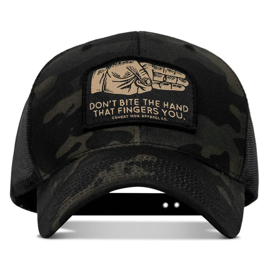 Don't Bite The Hand That Fingers you Patch Snapback Hat