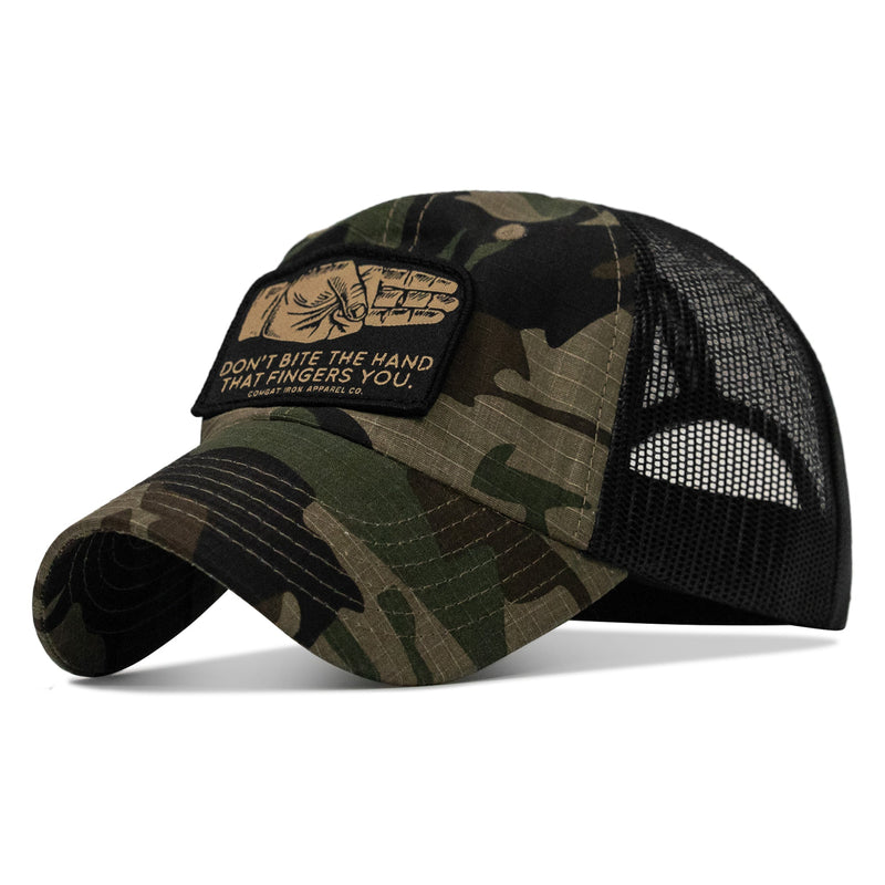 Load image into Gallery viewer, Don't Bite The Hand That Fingers You Patch Tactical Ripstop Mesh Snapback Hat
