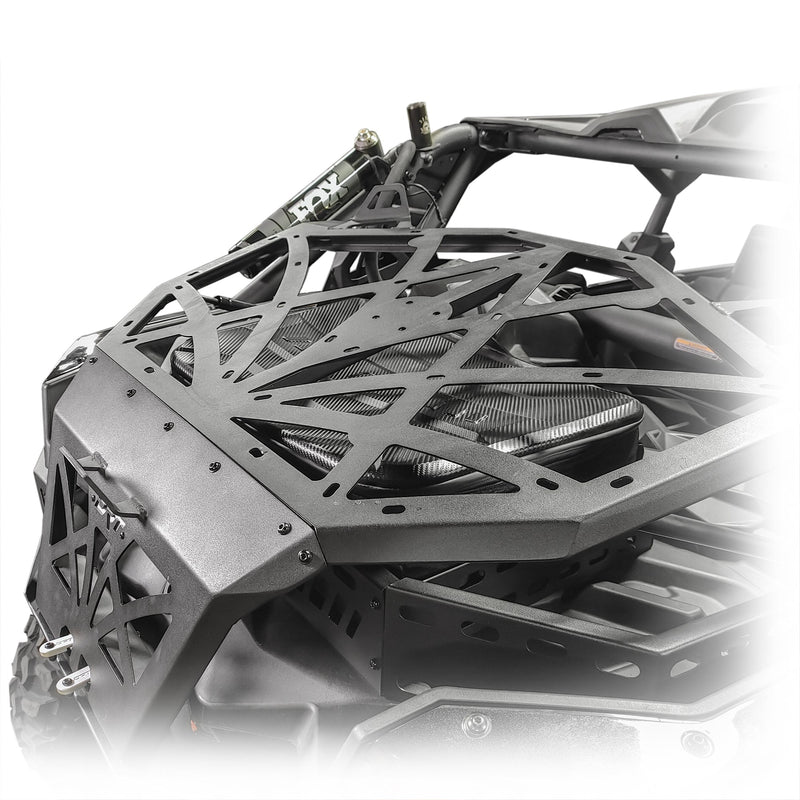 Load image into Gallery viewer, Heavy duty cargo rack for Maverick X3 2017+, secures gear and cooler in back bed
