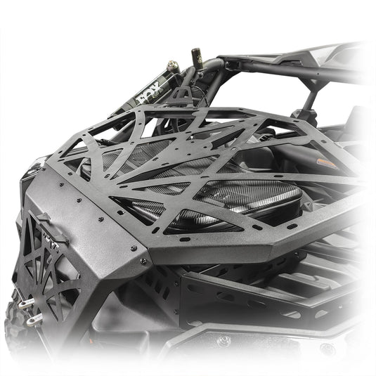 Heavy duty cargo rack for Maverick X3 2017+, secures gear and cooler in back bed